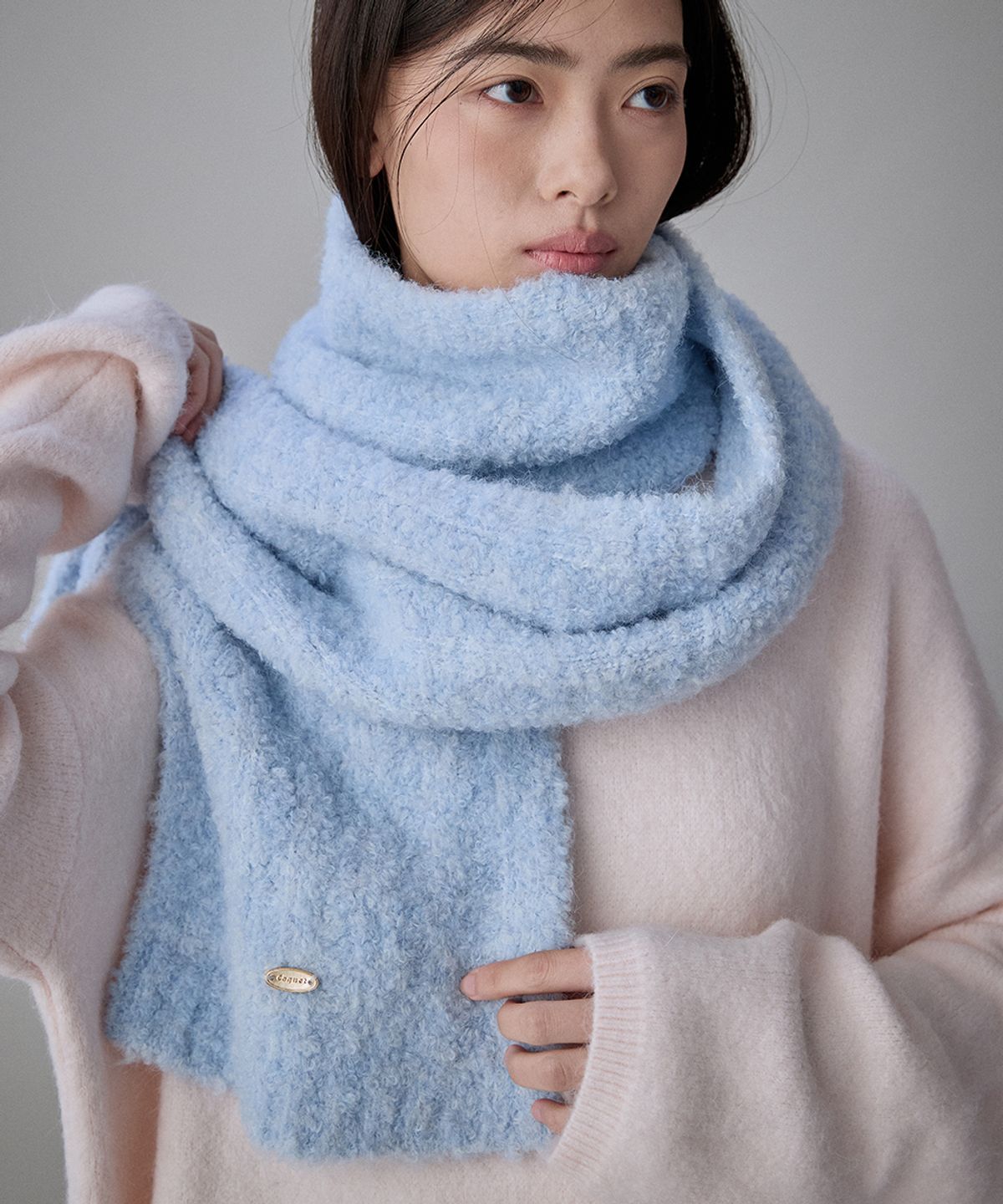 코케트(COQUET) Fleury Boucle Wool Muffler Sky Blue