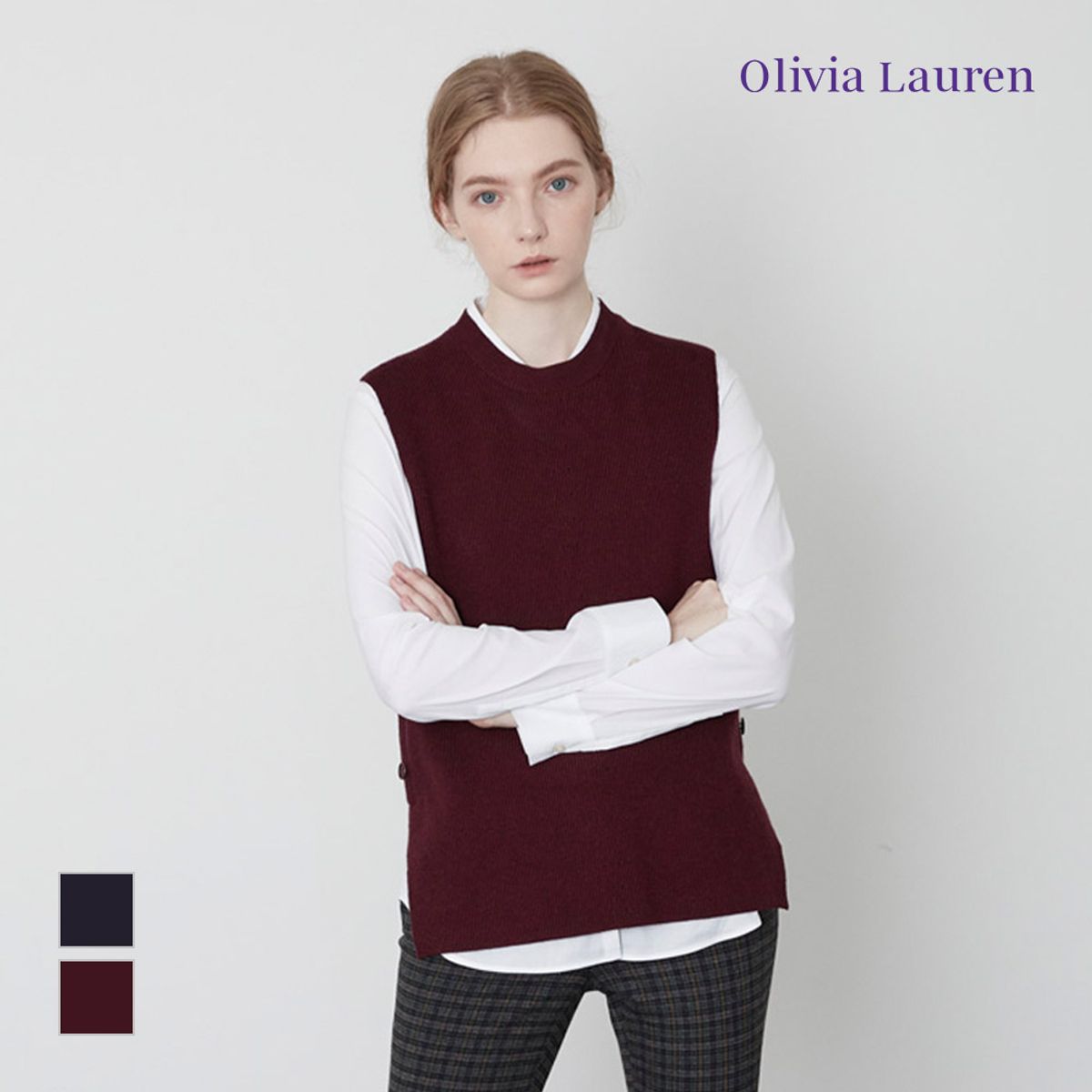 올리비아로렌(OLIVIALAUREN) 골조직 니트 베스트_VOBBNYW9121