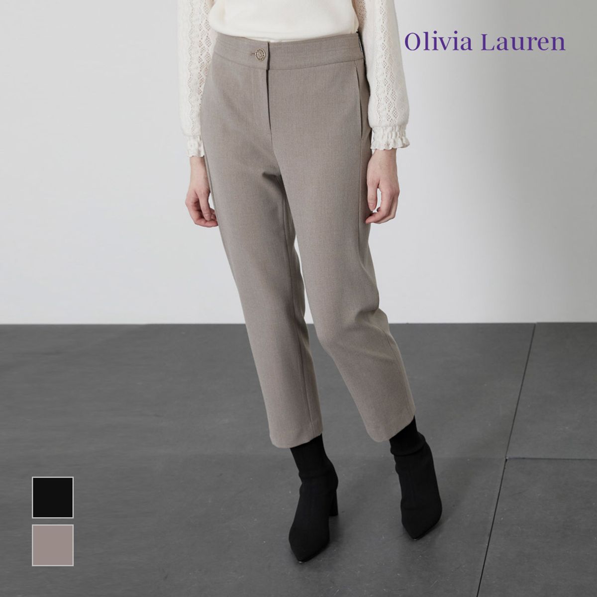 올리비아로렌(OLIVIALAUREN) 스티치 포인트 배기팬츠_VOCDLYW9291