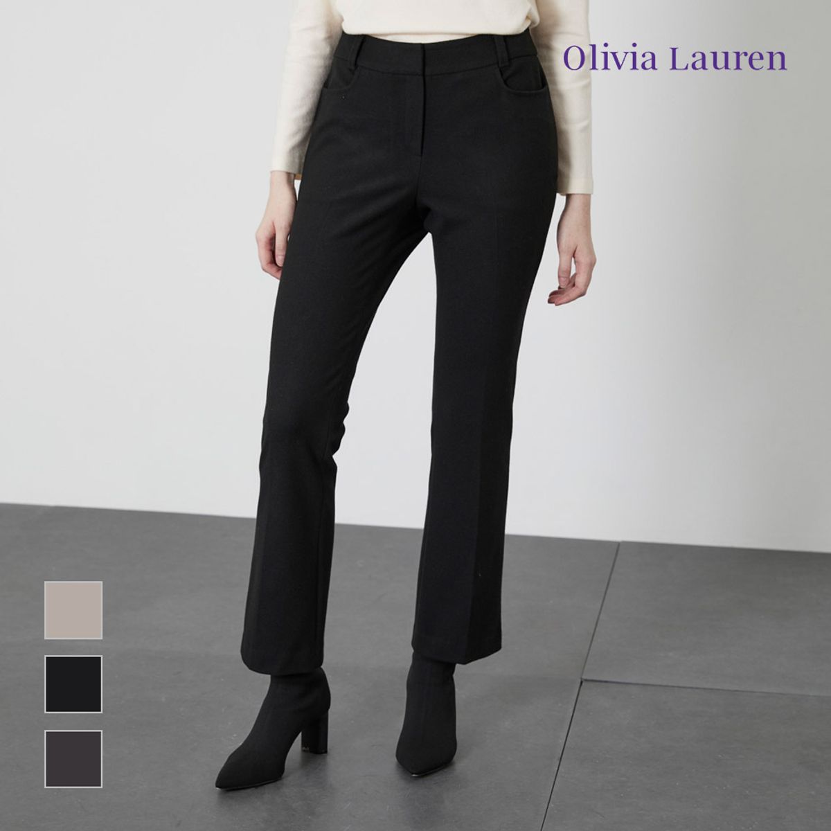 올리비아로렌(OLIVIALAUREN) 슬림 부츠컷 팬츠_VOPDLYW9151