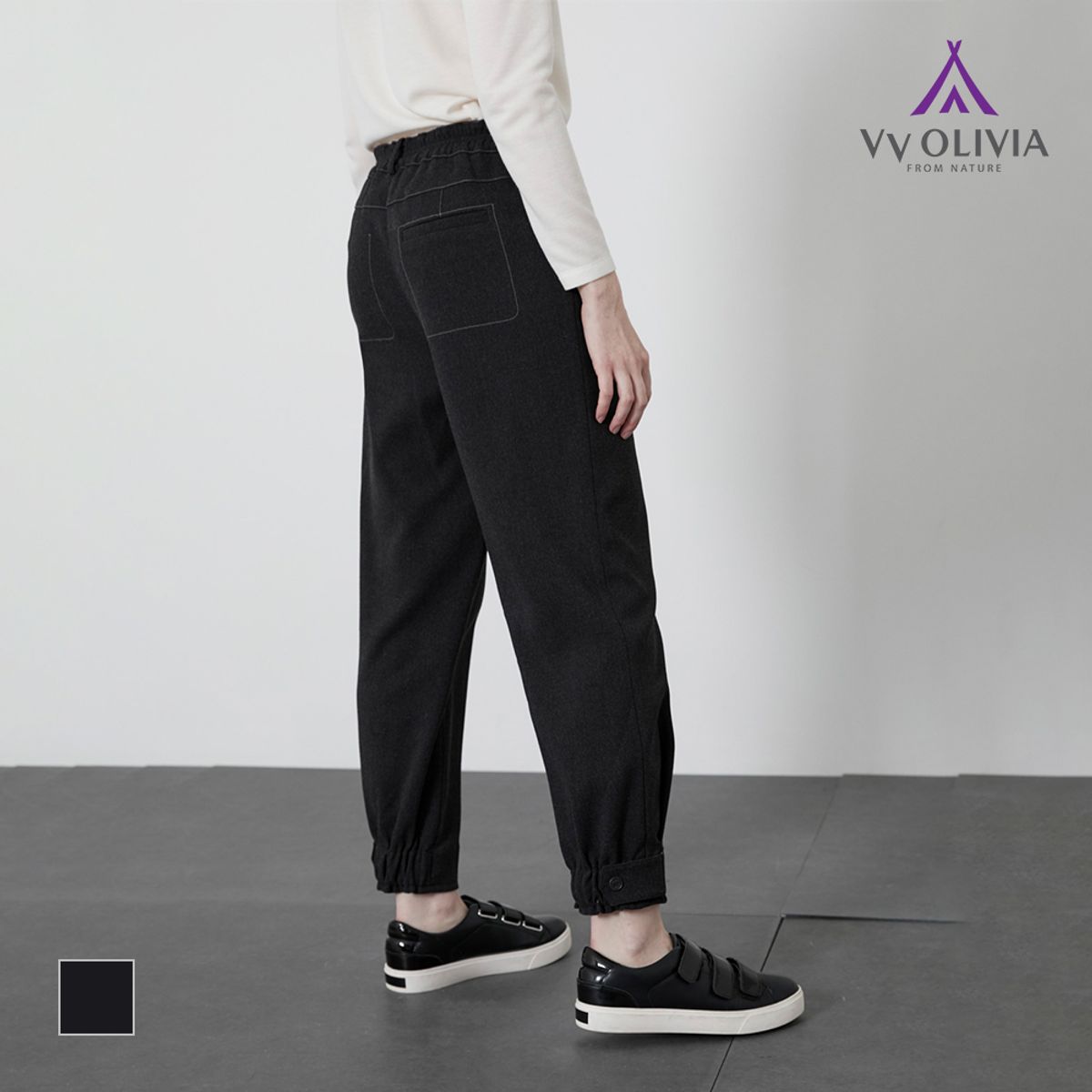비비올리비아(VVOLIVIA) 배색 스티치 죠거 팬츠_VVCDLYW9431