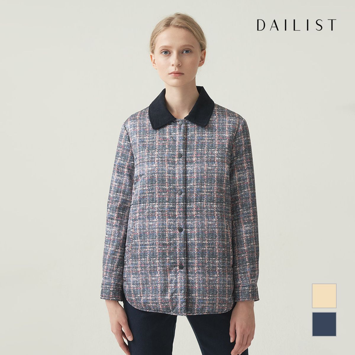데일리스트(DAILIST) 프린트 셔츠형 패딩_MDBKAXW9351