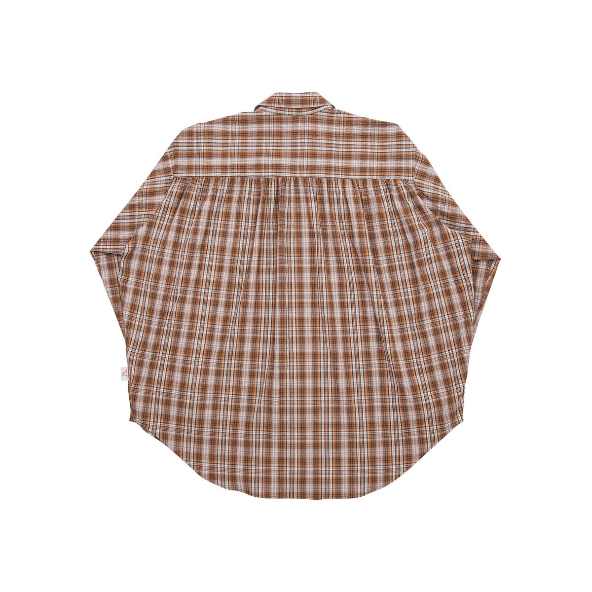 고트(GORT®) 체크 오픈 카라 셔츠-체크 오렌지