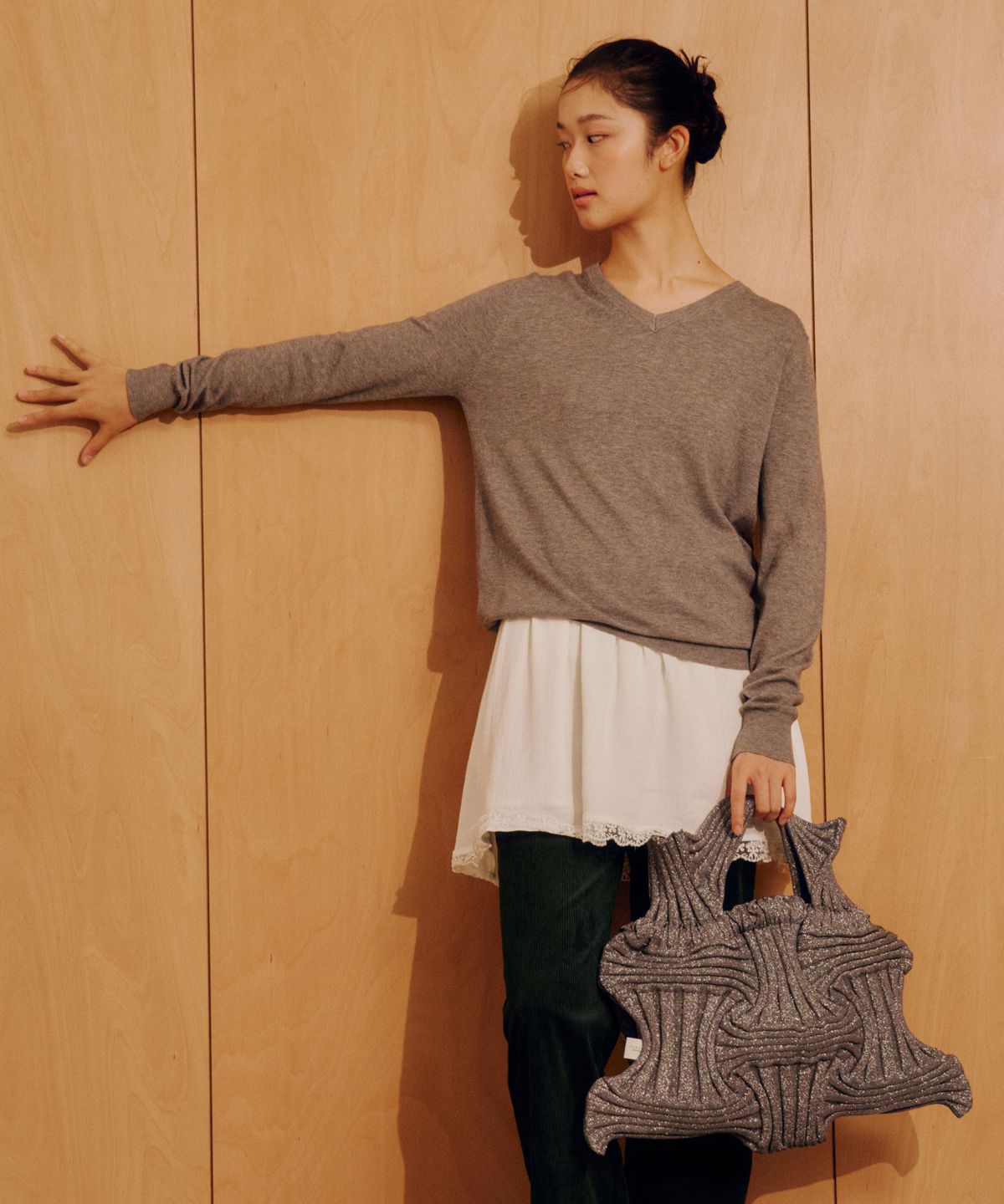 플리츠마마(PLEATSMAMA) 빅보우백 글리터스톤브라운