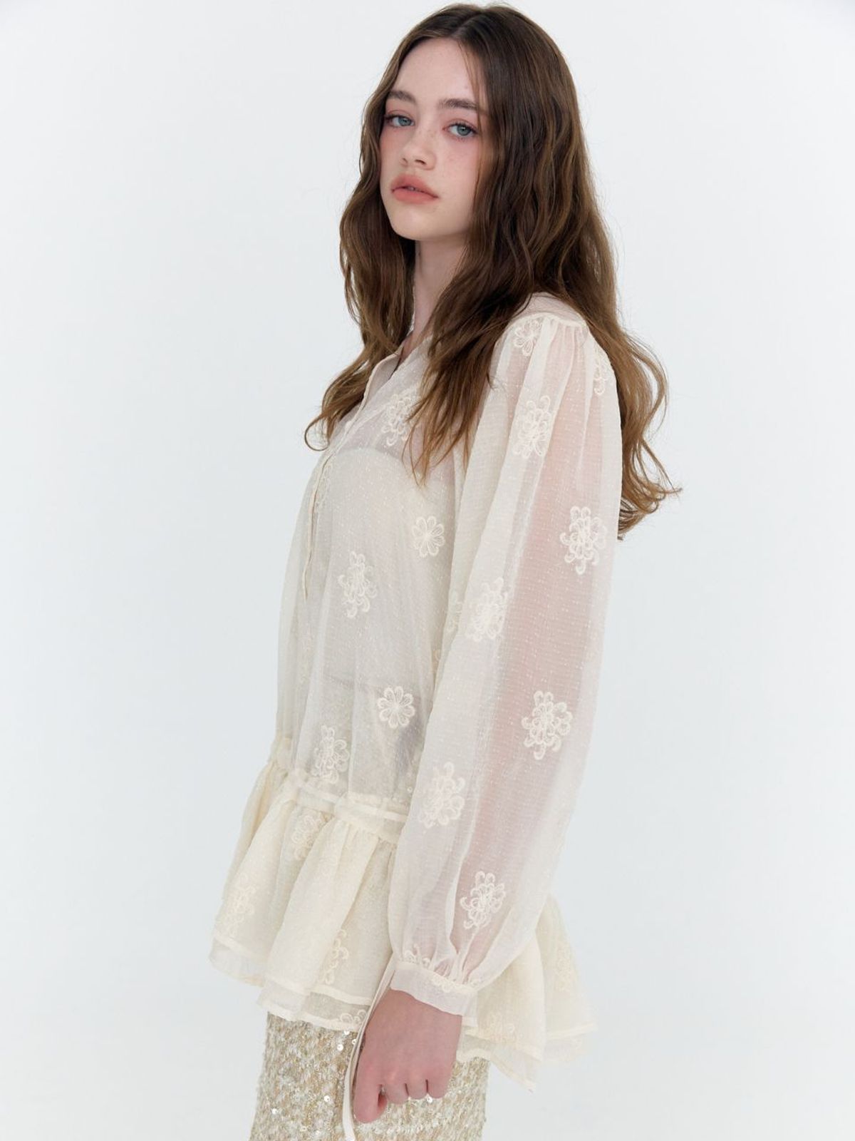 패브릭서울(FABRICSEOUL) monet organza frill string blouse