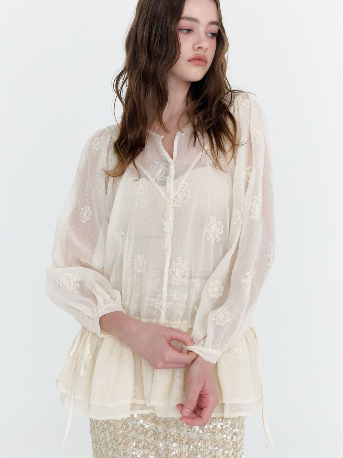 패브릭서울(FABRICSEOUL) monet organza frill string blouse