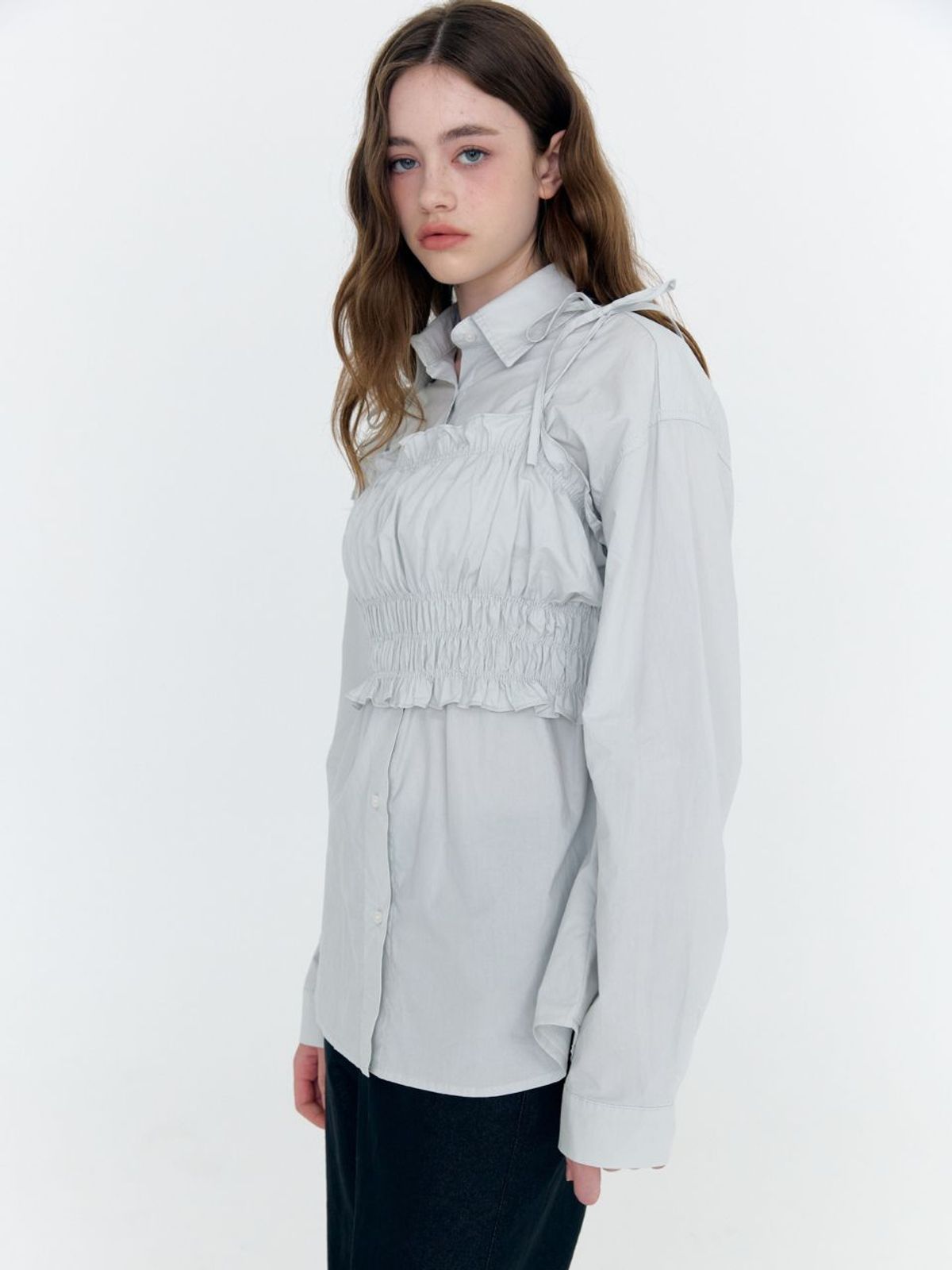패브릭서울(FABRICSEOUL) Layered bustier top blouse set