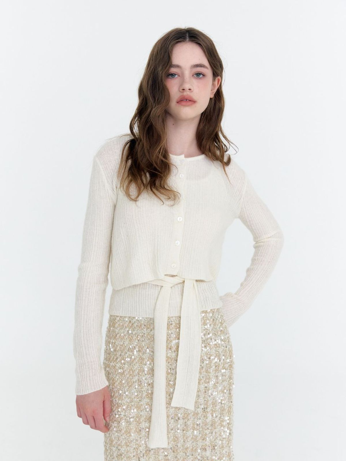 패브릭서울(FABRICSEOUL) round neck cardigan & sleeveless top set