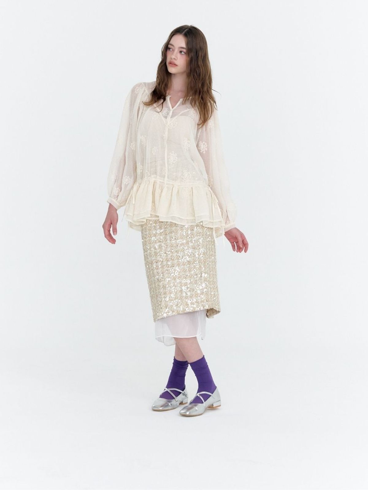 패브릭서울(FABRICSEOUL) wool tweed spangle skirt