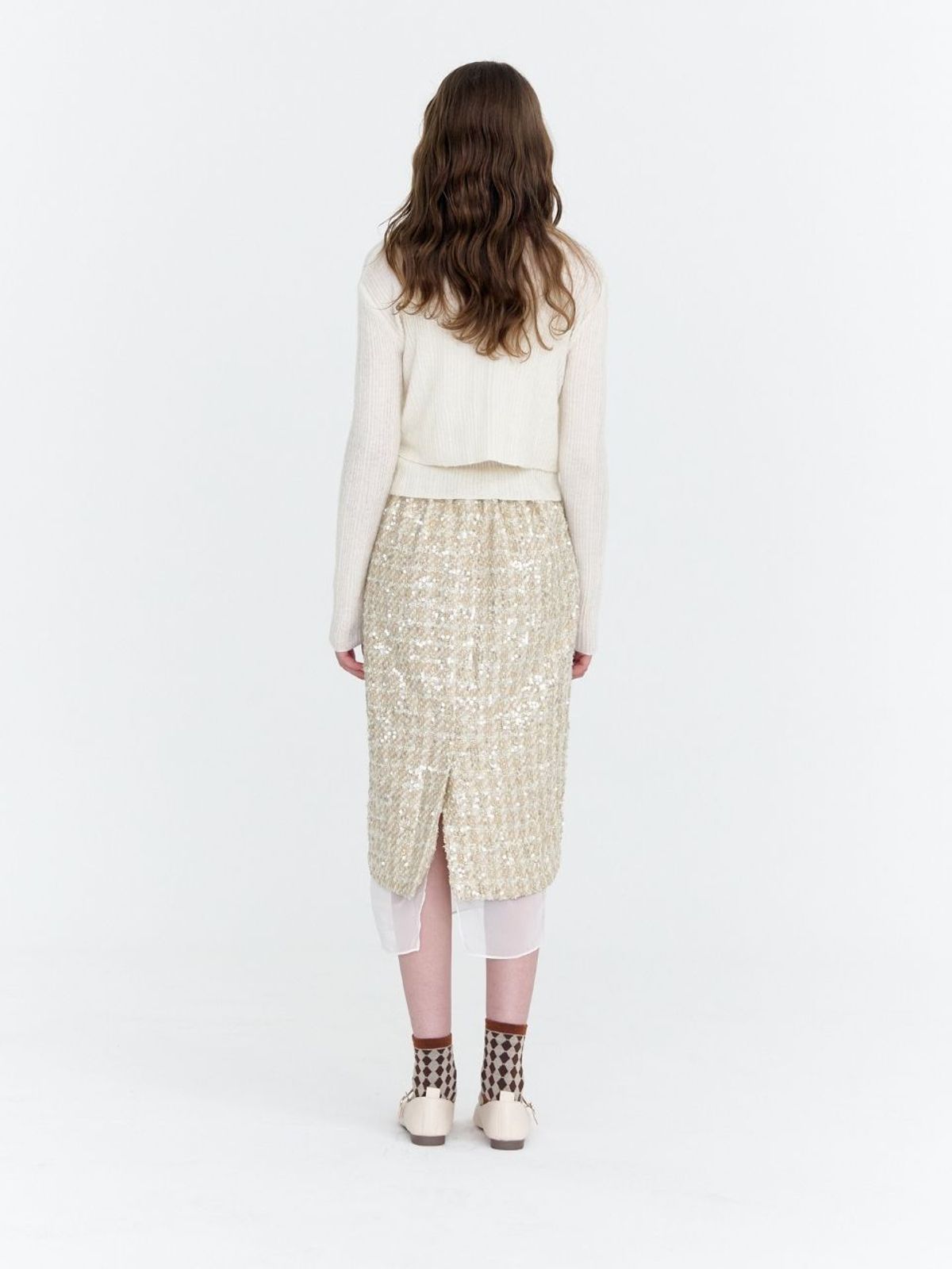 패브릭서울(FABRICSEOUL) wool tweed spangle skirt