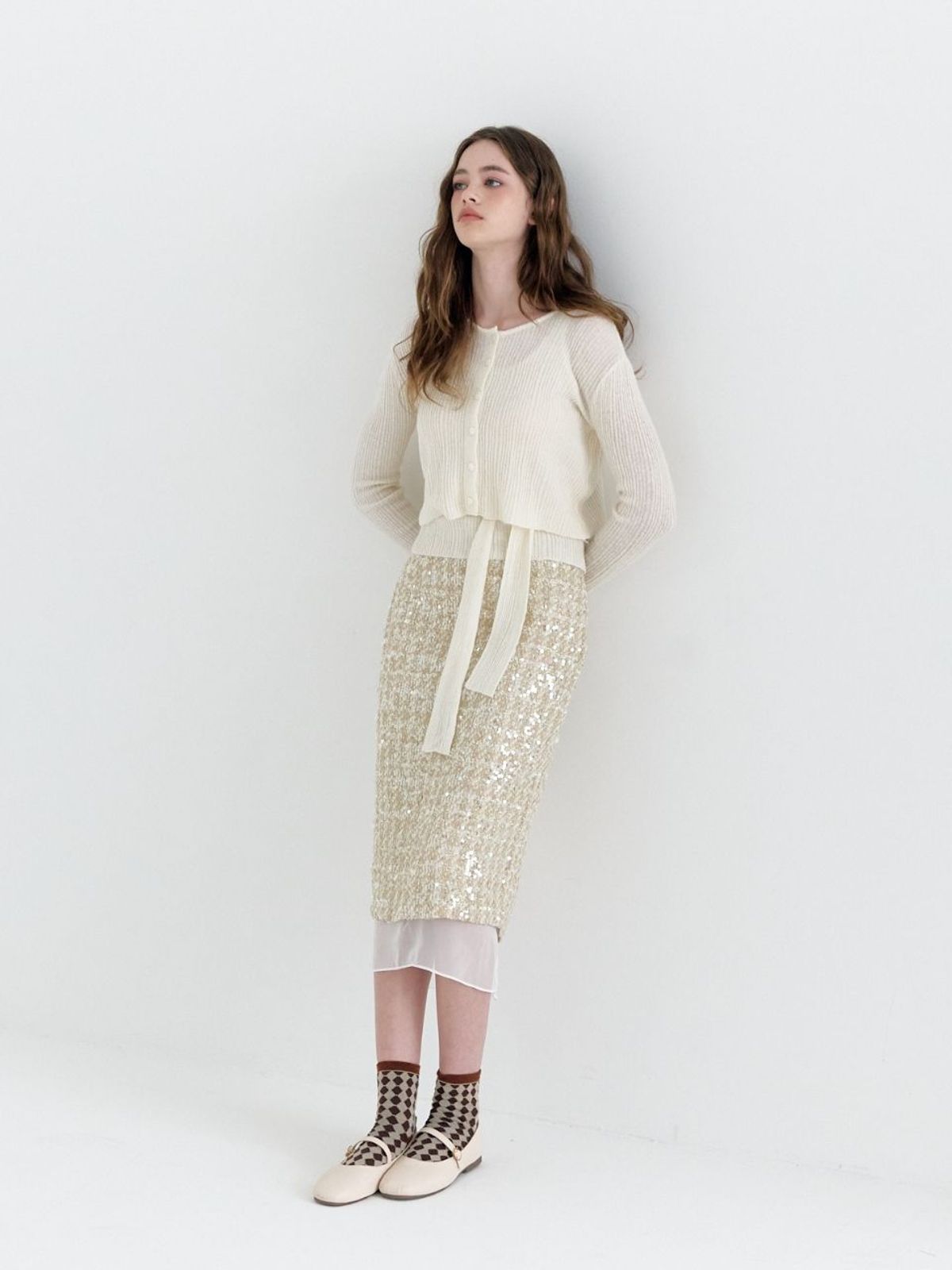 패브릭서울(FABRICSEOUL) wool tweed spangle skirt