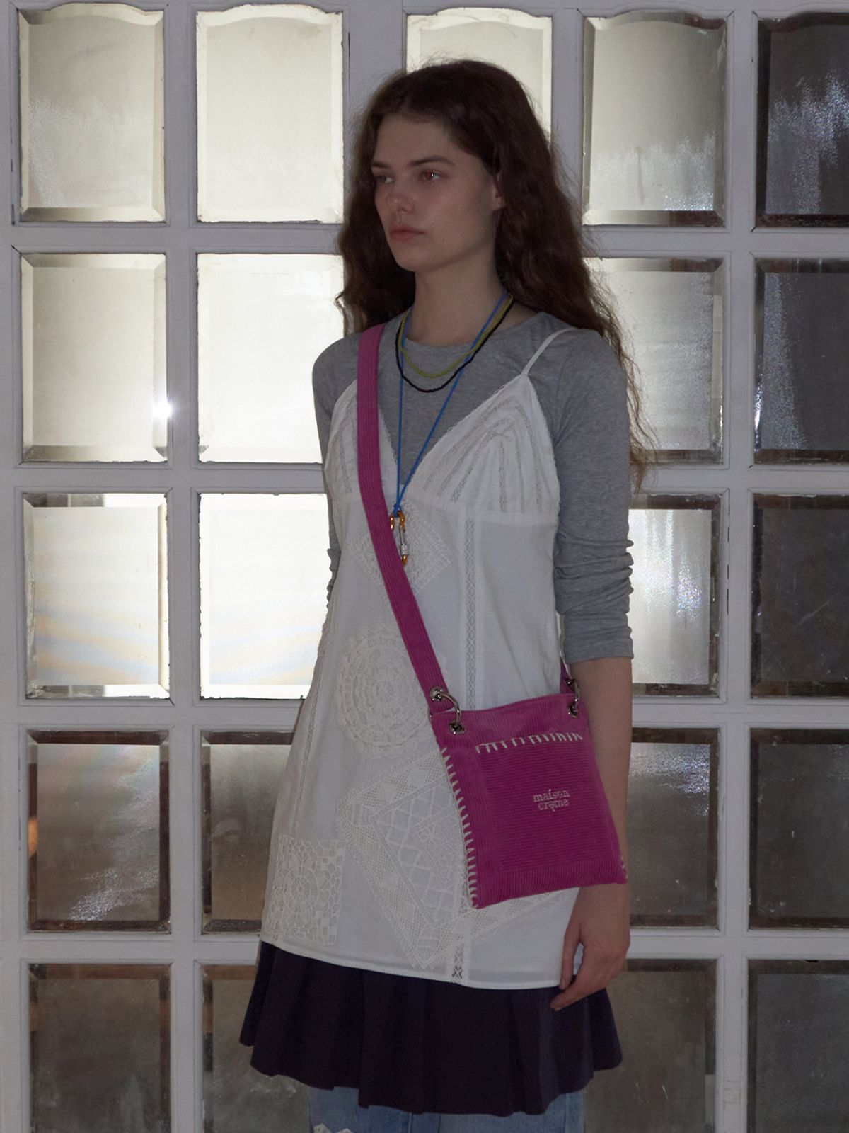 메종크렘(MAISON CREME) Petit Collage Bag_Corduroy Mazenta