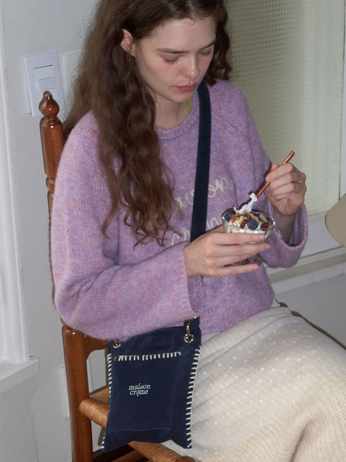 메종크렘(MAISON CREME) Petit Collage Bag_Corduroy Navy