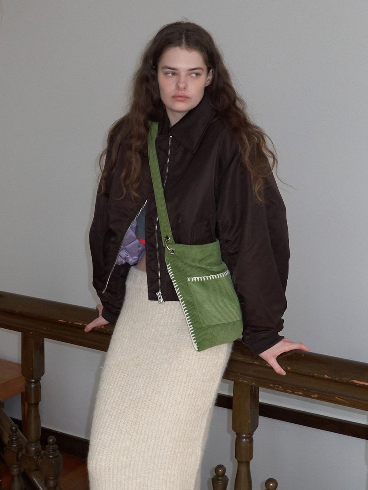 메종크렘(MAISON CREME) Grande Collage Bag _ Corduroy Matcha