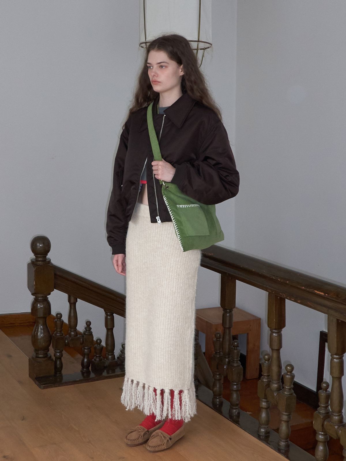 메종크렘(MAISON CREME) Grande Collage Bag _ Corduroy Matcha