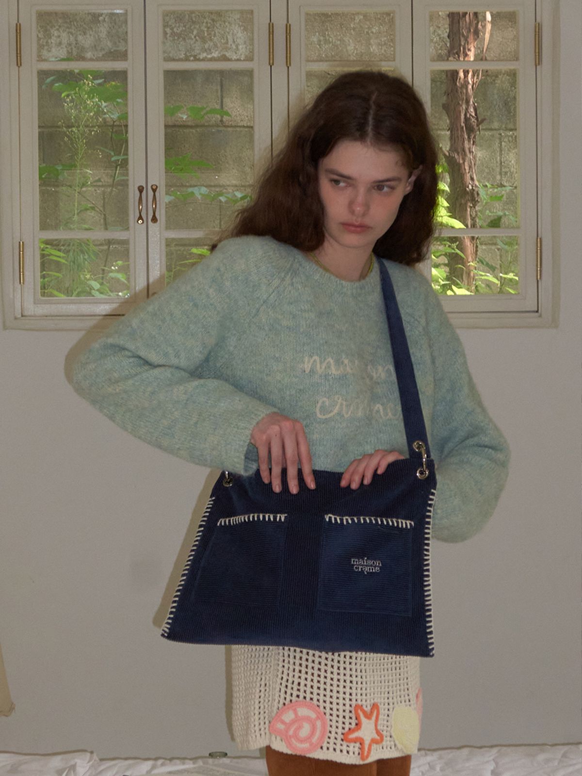 메종크렘(MAISON CREME) Grande Collage Bag _ Corduroy Navy