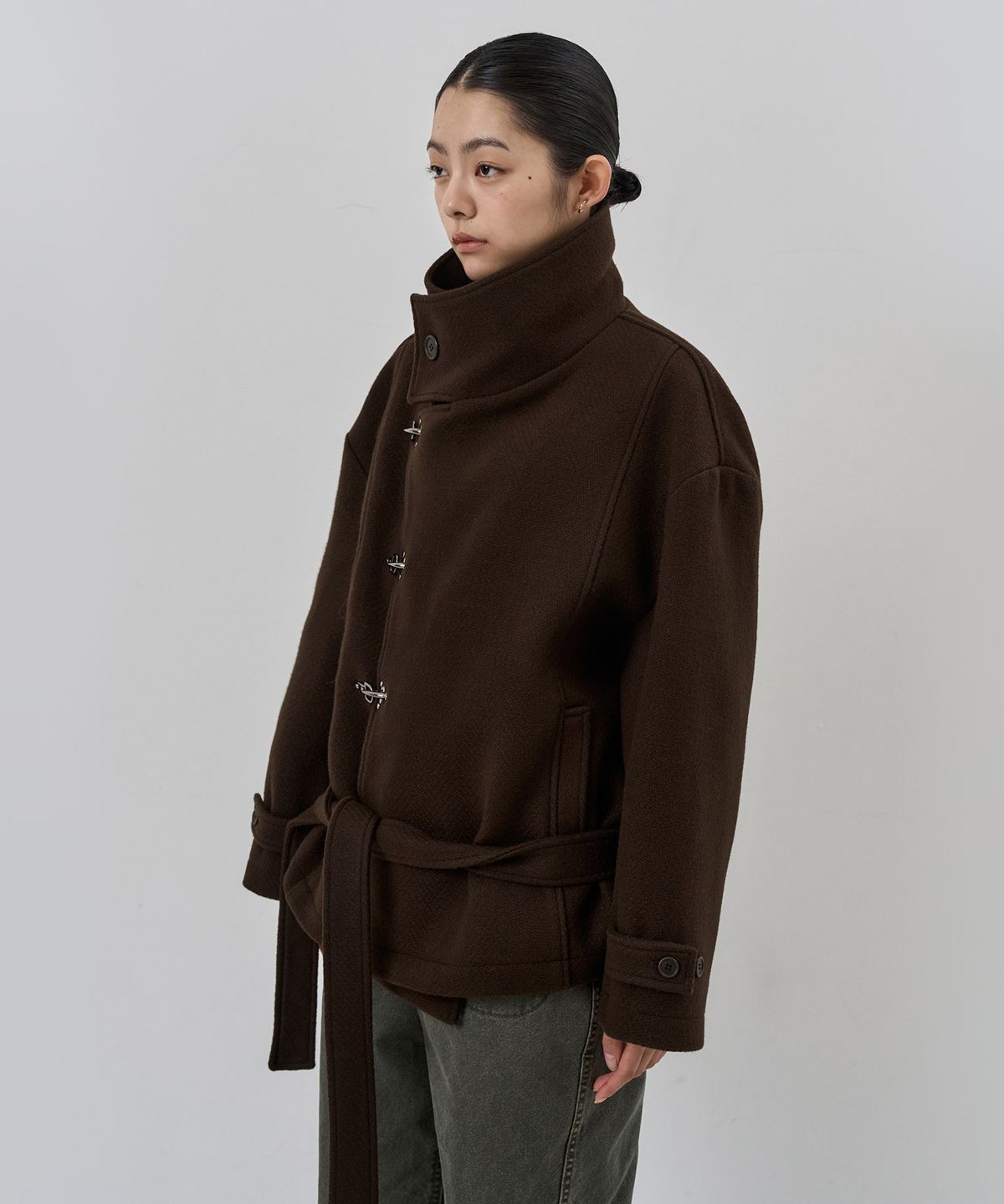 누아클레(NUAKLE) (w) 루프 미디 울 코트_초코 브라운