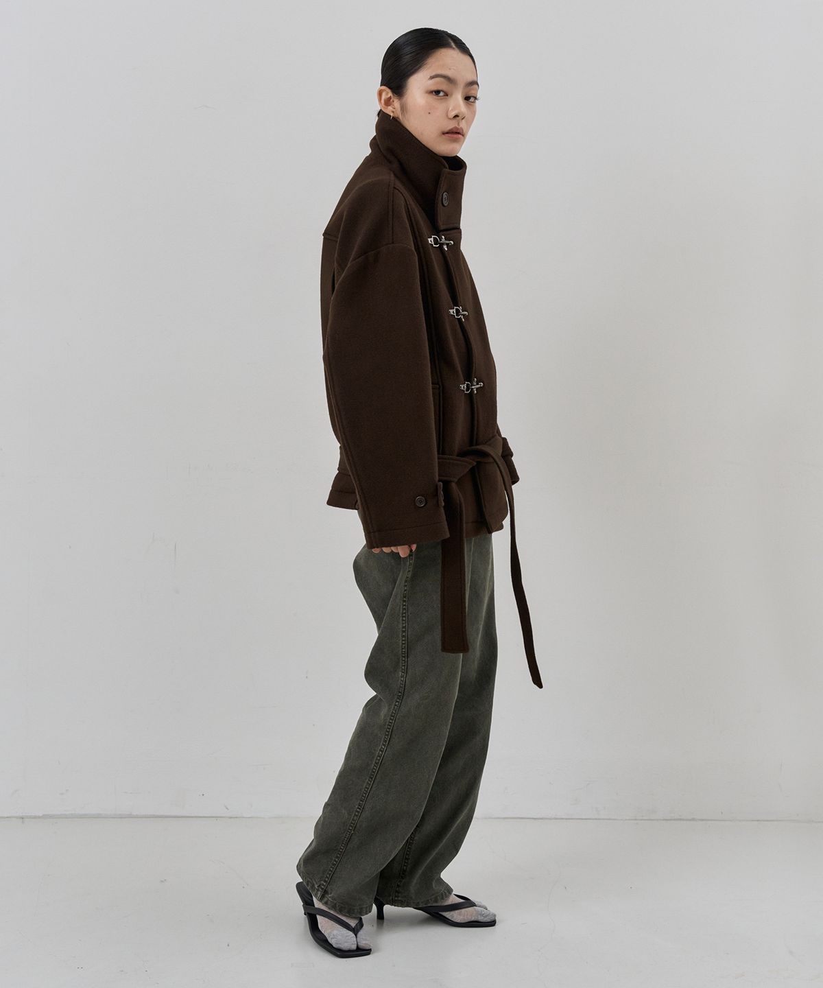 누아클레(NUAKLE) (w) 루프 미디 울 코트_초코 브라운