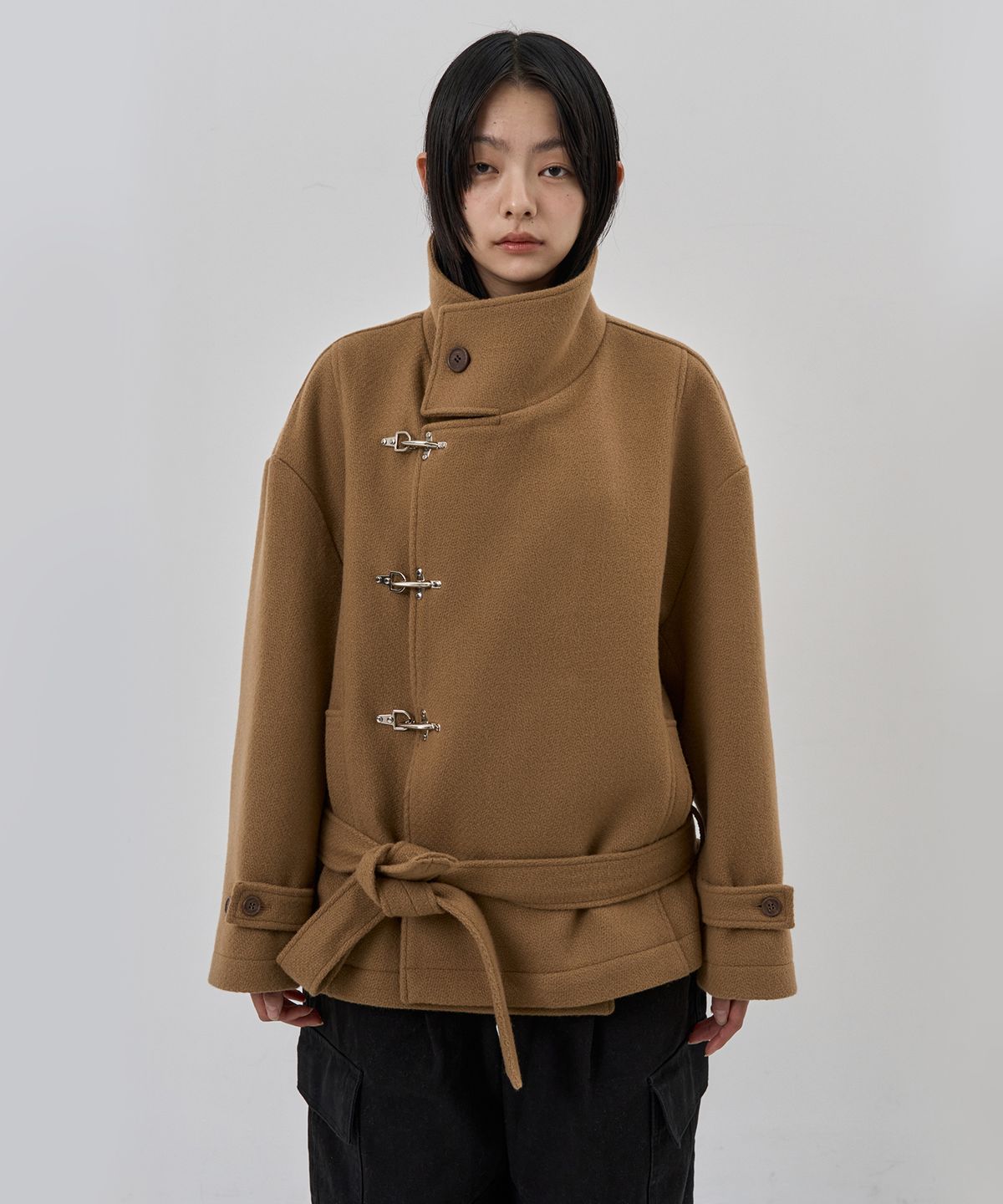 누아클레(NUAKLE) (w) 루프 미디 울 코트_카멜