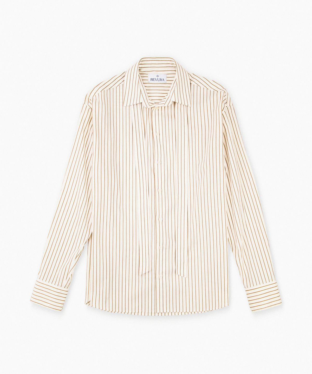 레뷰라(REVURA) BRILLER PIN STRIPE SHIRTS - BROWN