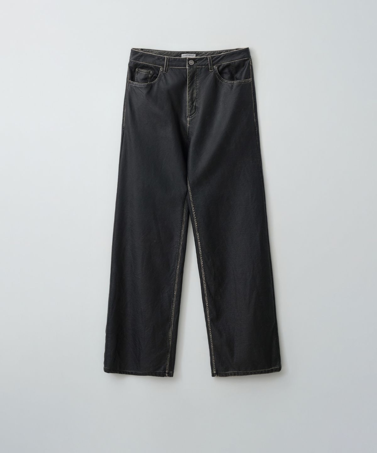 더스티화이트(DUSTYWHITE) DUSTY BLACK WASHED FAUX LEATHER PANTS