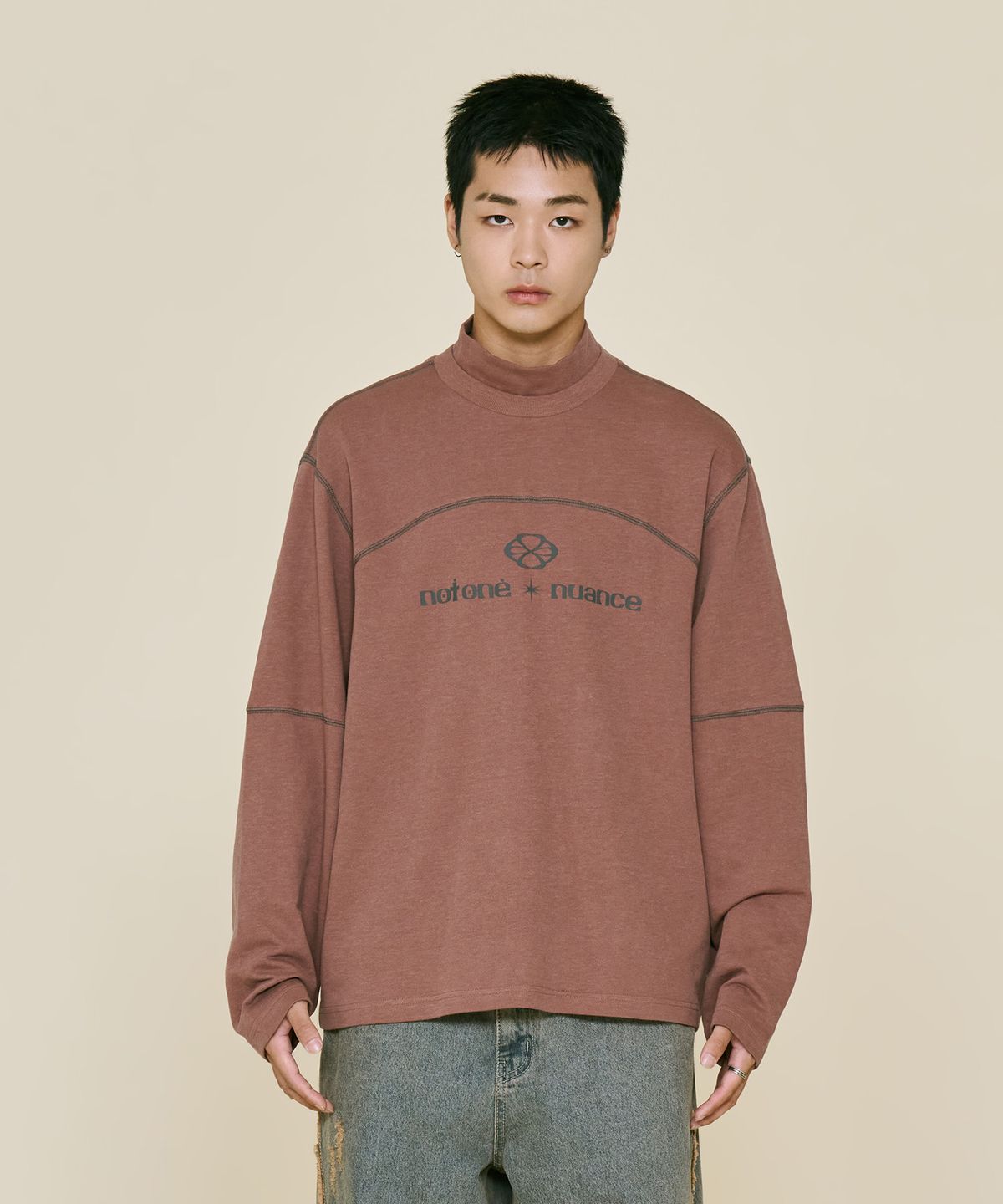 논타입(NONTYPE) TURTLE STITCH LONG T-SHIRTS (BROWN)