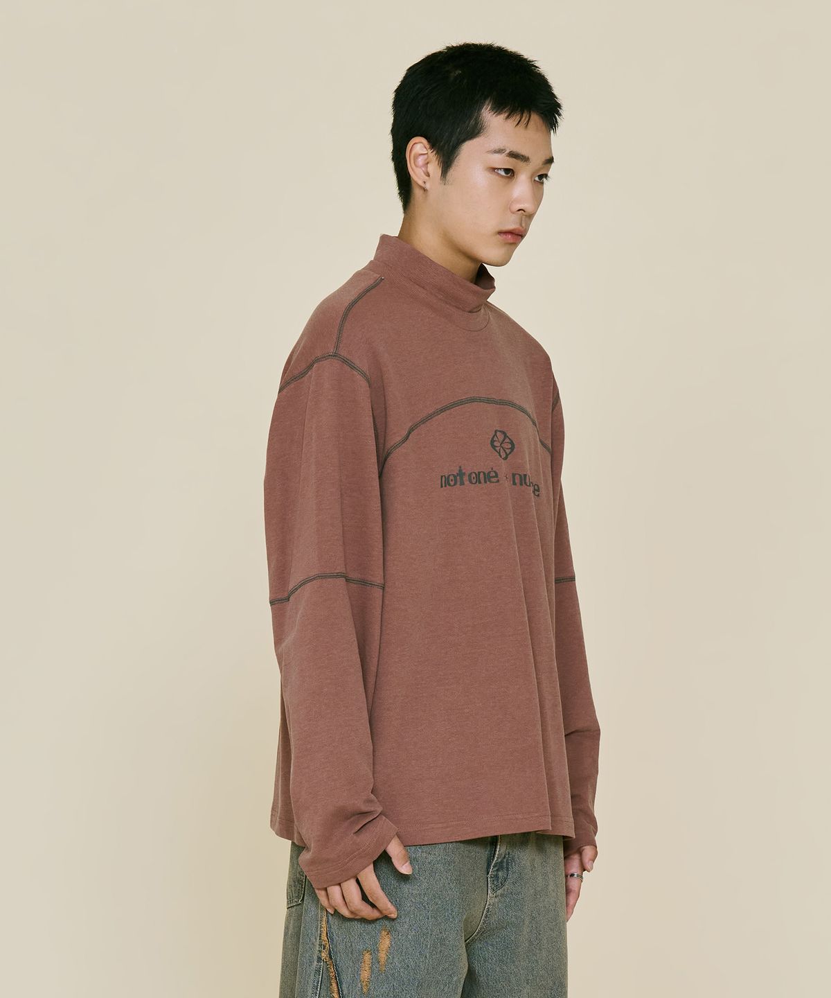 논타입(NONTYPE) TURTLE STITCH LONG T-SHIRTS (BROWN)