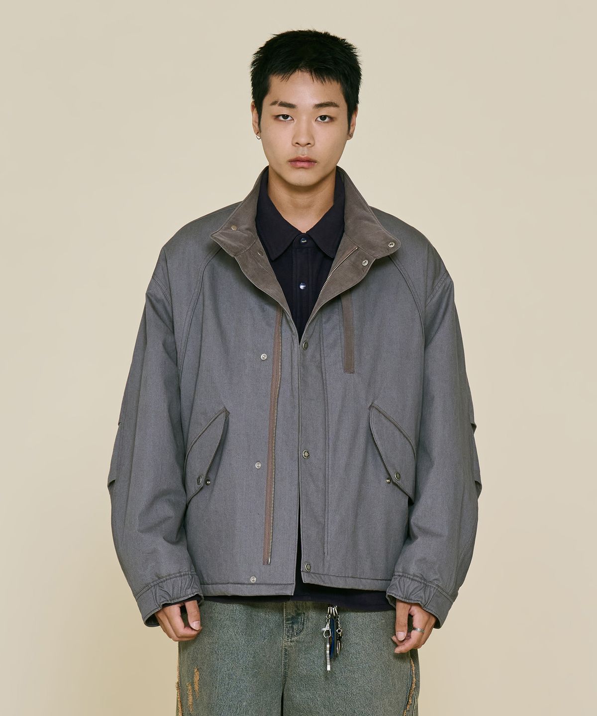 논타입(NONTYPE) VTG STAND MIL BOMBER (PURPLE GREY)