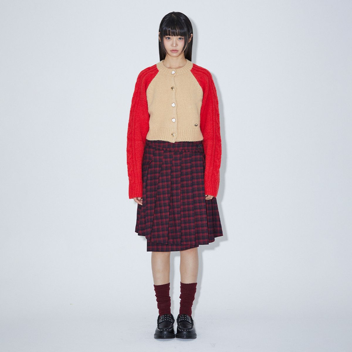 라라폭스(LALAFOX) LOOSE KNIT KNEE SOCKS RED 양말 BR4AK001