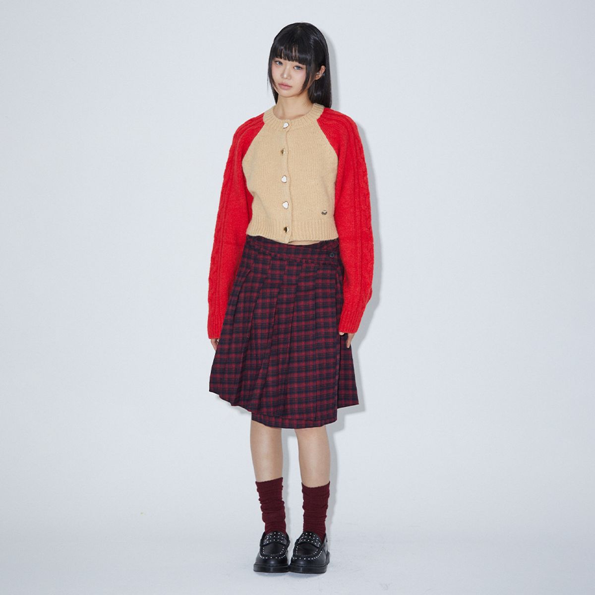 라라폭스(LALAFOX) LOOSE KNIT KNEE SOCKS RED 양말 BR4AK001
