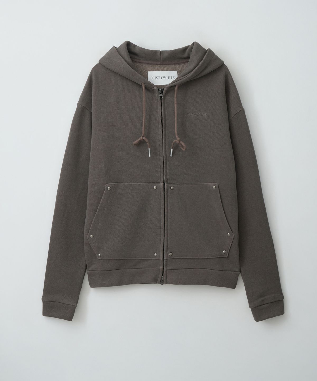 더스티화이트(DUSTYWHITE) BROWN VINTAGE PIGMENT 2WAY HOOD ZIP-UP