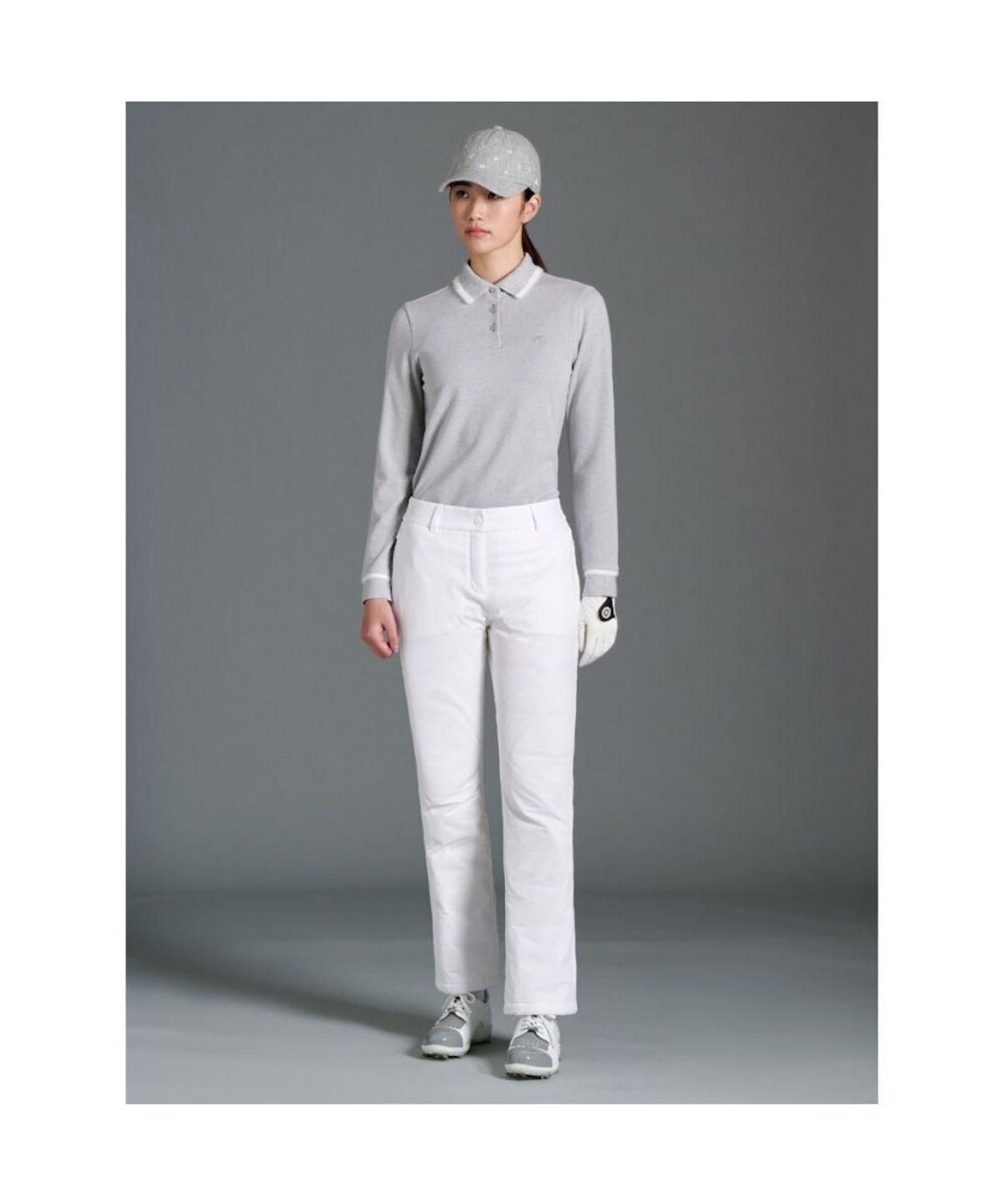빈폴골프(BEANPOLE GOLF) 여성 기모 칼라 포인트 긴소매 티셔츠  라이트 그레이