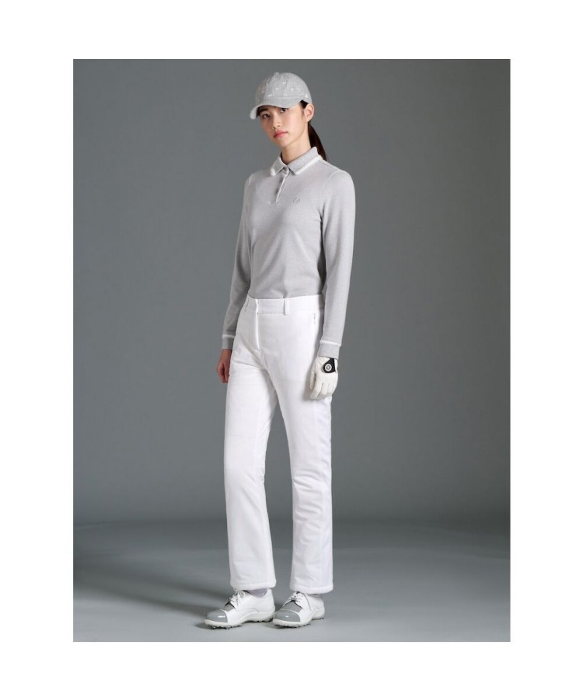 빈폴골프(BEANPOLE GOLF) 여성 기모 칼라 포인트 긴소매 티셔츠  라이트 그레이