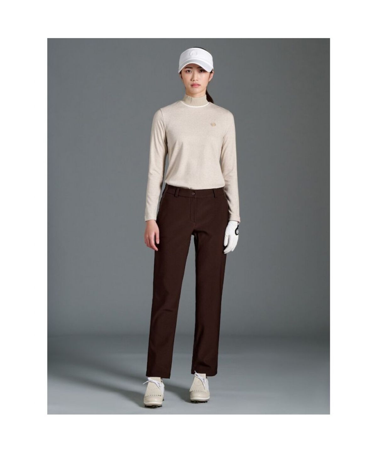 빈폴골프(BEANPOLE GOLF) 여성 기모 하이넥 긴소매 티셔츠  베이지