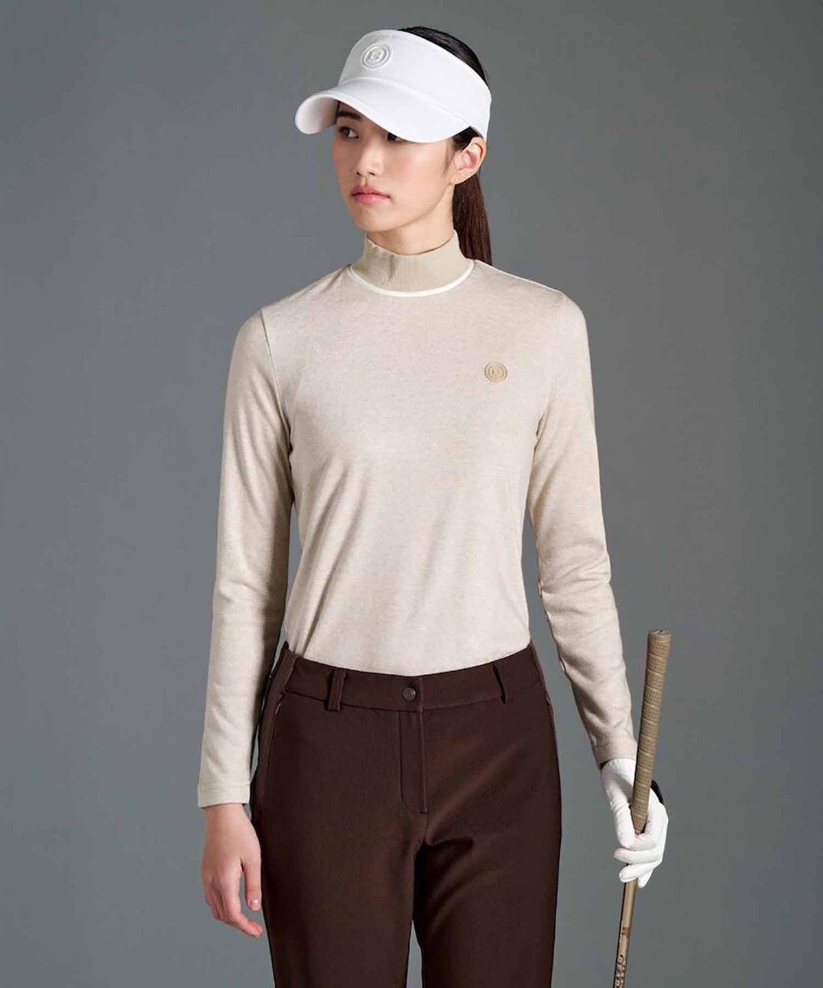 빈폴골프(BEANPOLE GOLF) 여성 기모 하이넥 긴소매 티셔츠  베이지