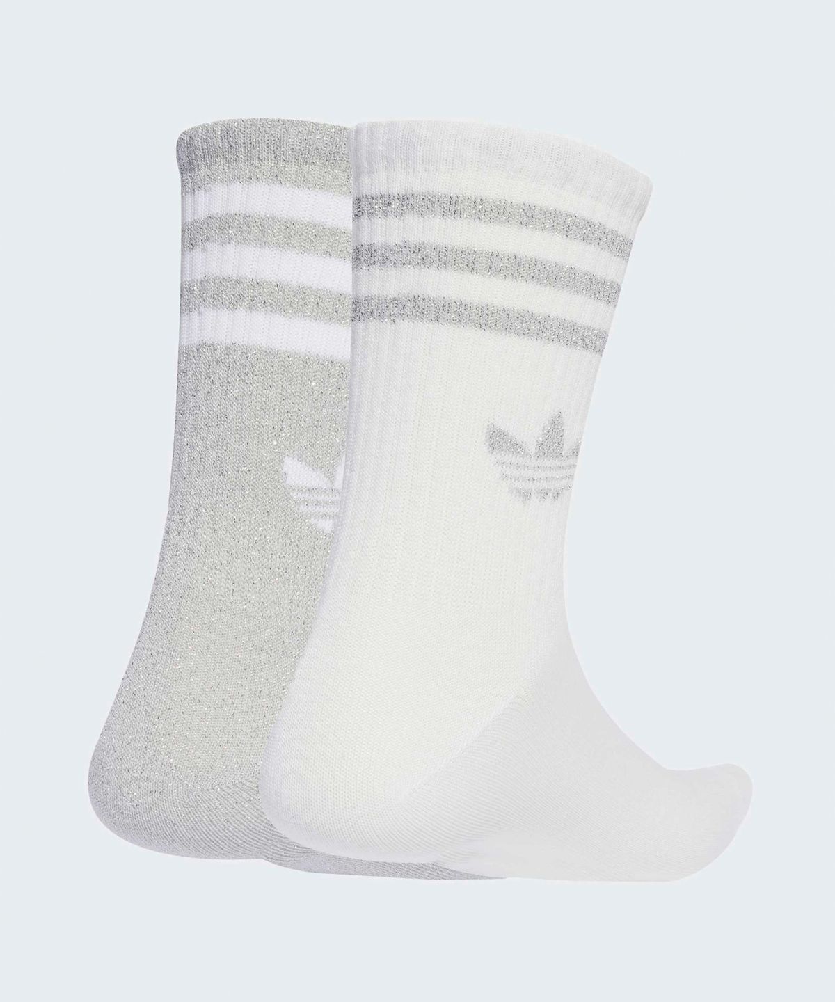아디다스(ADIDAS) 3-스트라이프 글리터 크루 삭스 2켤레 - 그레이:화이트 / JX5204