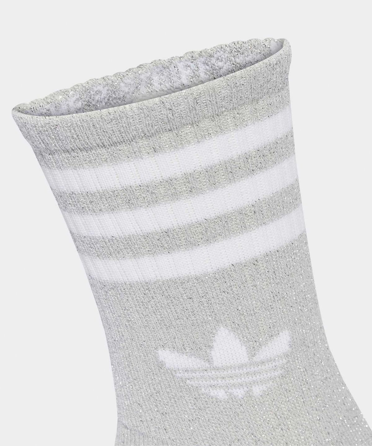 아디다스(ADIDAS) 3-스트라이프 글리터 크루 삭스 2켤레 - 그레이:화이트 / JX5204