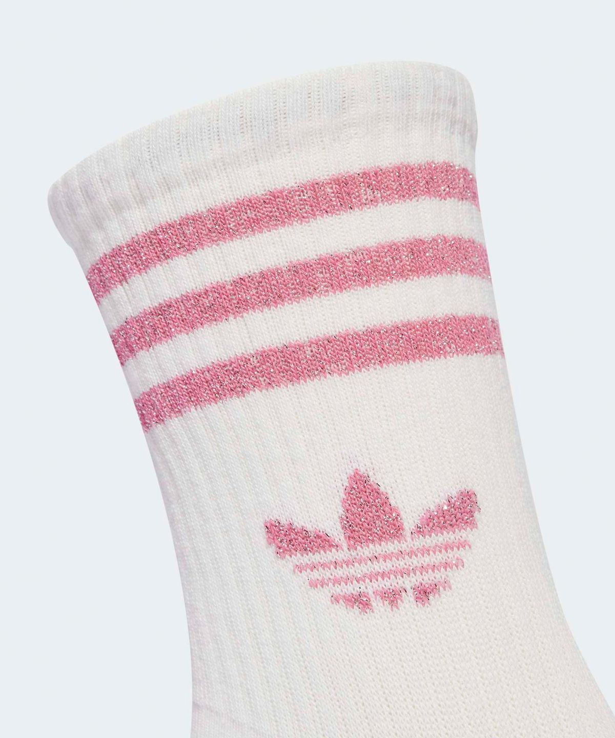 아디다스(ADIDAS) 3-스트라이프 글리터 크루 삭스 2켤레 - 핑크:화이트 / JX5205