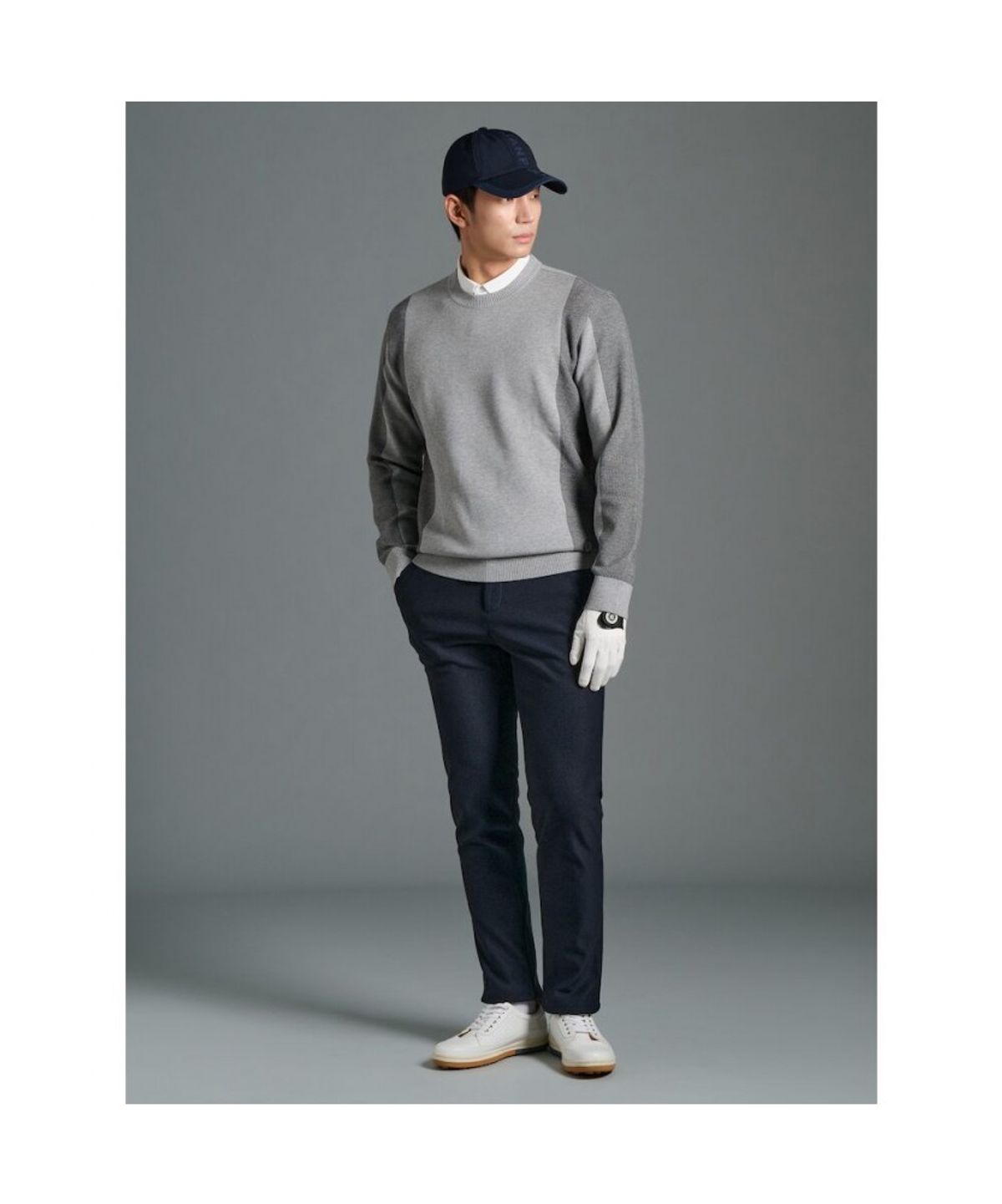 빈폴골프(BEANPOLE GOLF) 남성 잔패턴 본딩 슬림 팬츠  네이비