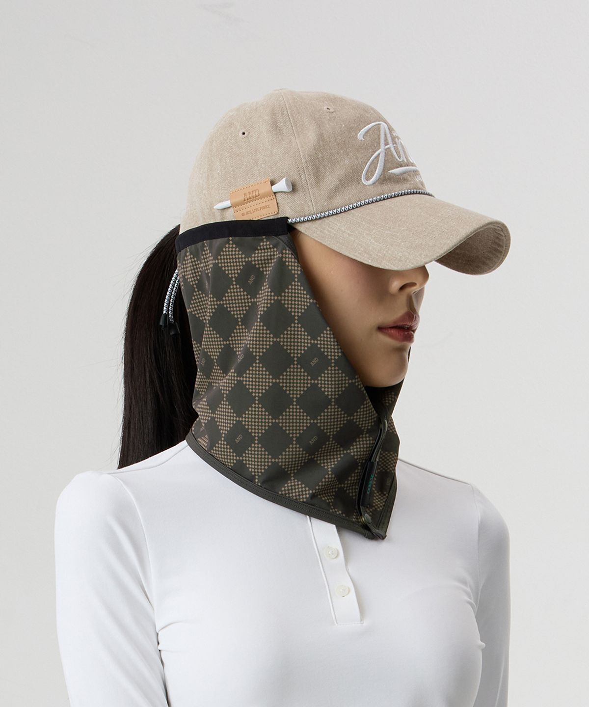 앤드 골프(AND GOLF) UV Scarf Check Brown