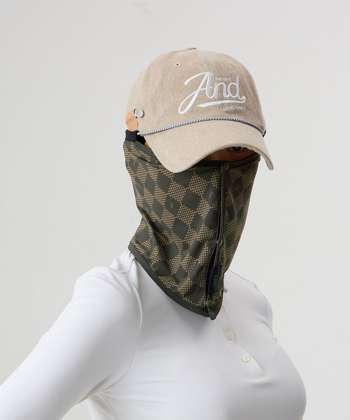 앤드 골프(AND GOLF) UV Scarf Check Brown