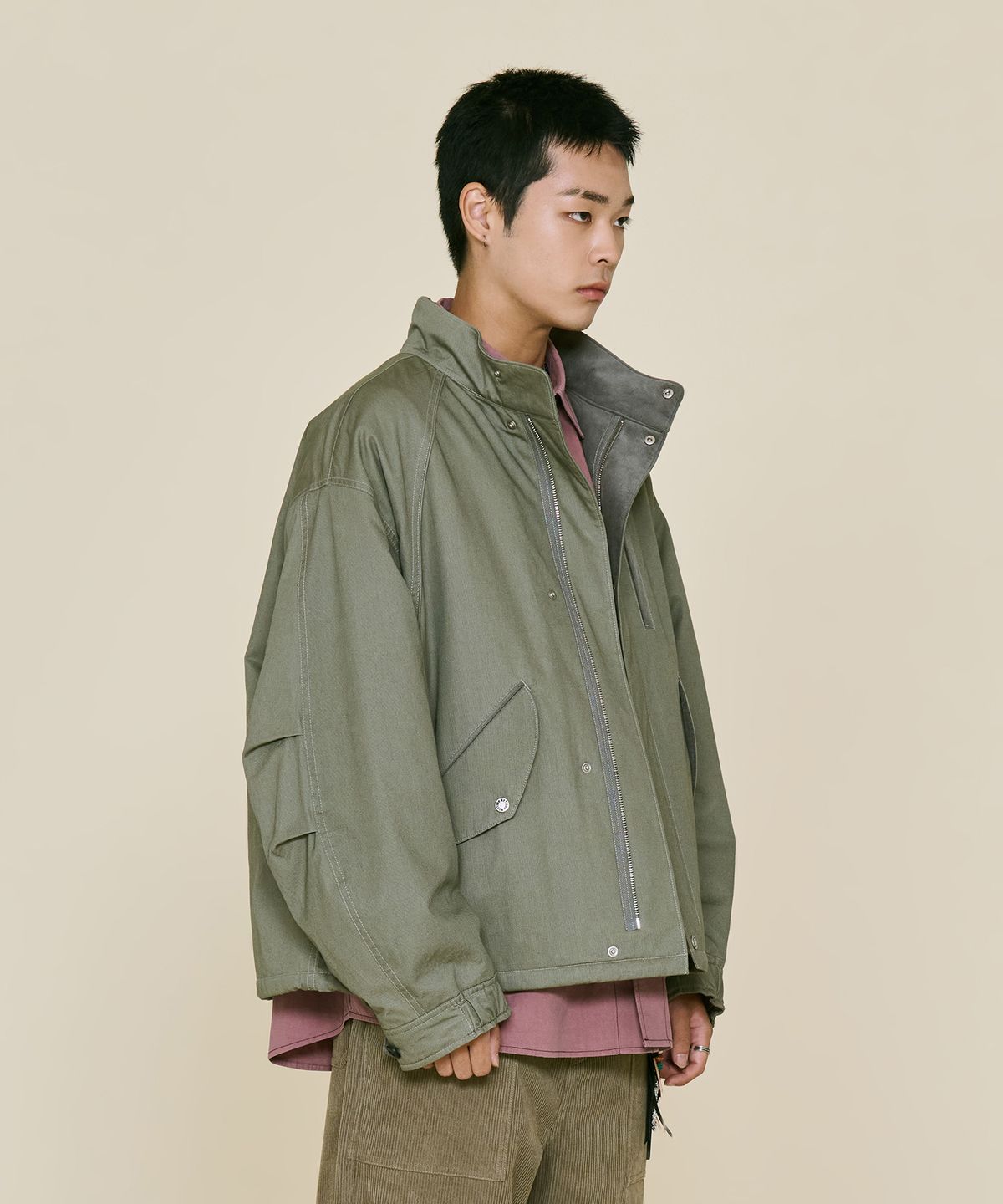 논타입(NONTYPE) VTG STAND MIL BOMBER (KHAKI GREY)