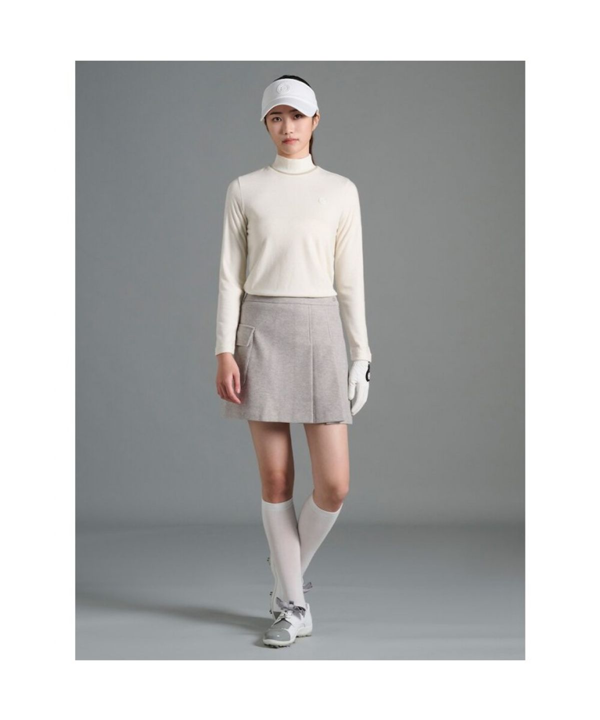 빈폴골프(BEANPOLE GOLF) 여성 기모 하이넥 긴소매 티셔츠  아이보리