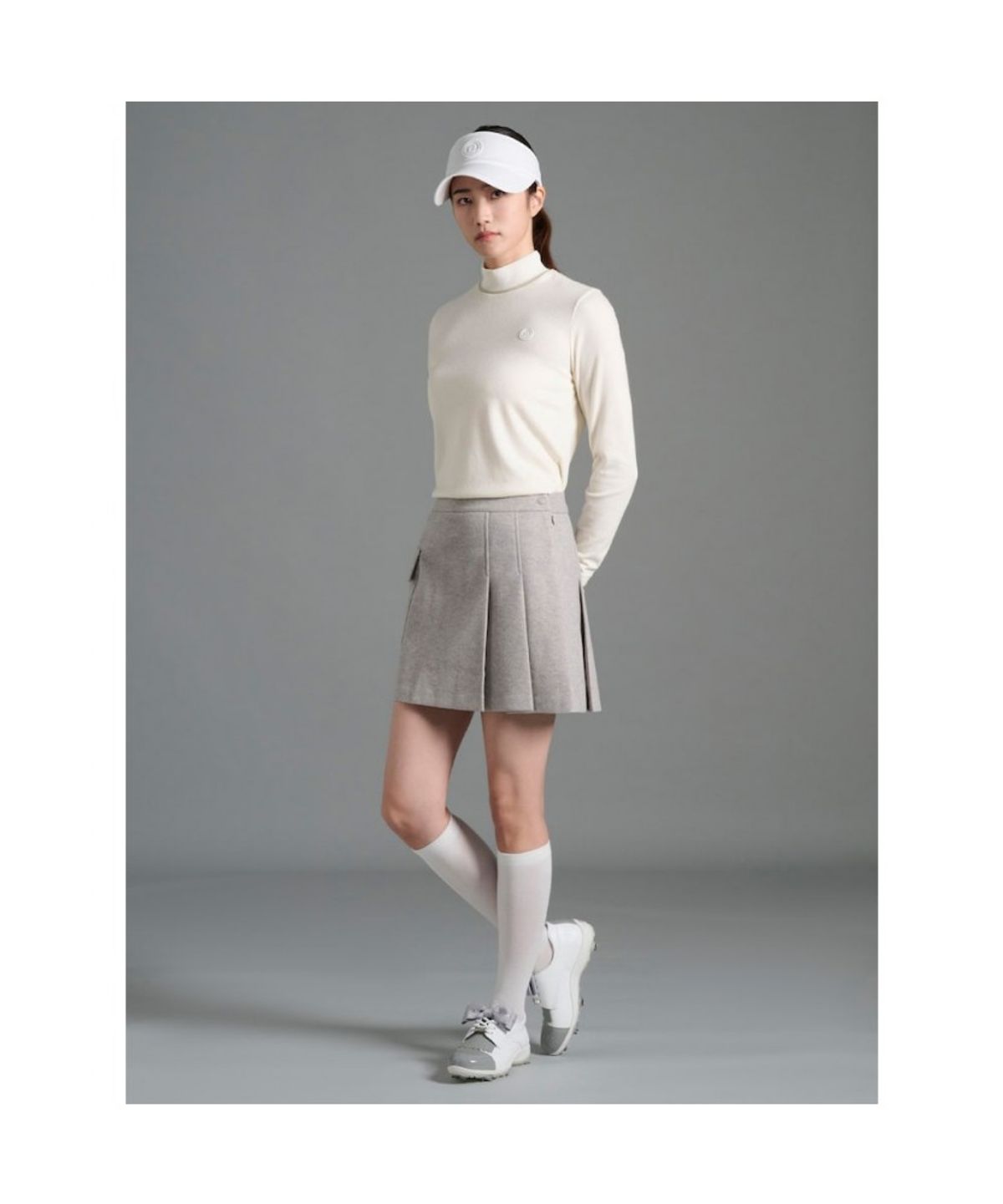빈폴골프(BEANPOLE GOLF) 여성 기모 하이넥 긴소매 티셔츠  아이보리