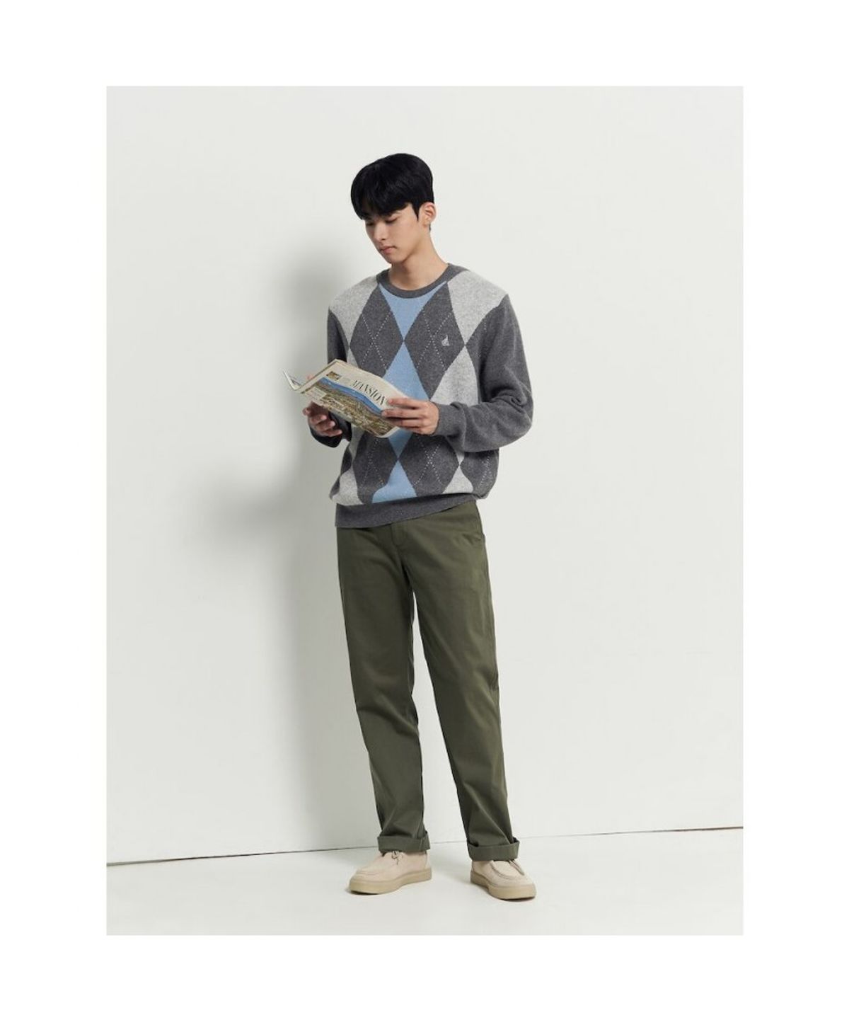 빈폴 멘(BEANPOLE MEN) 아가일 니트  그레이