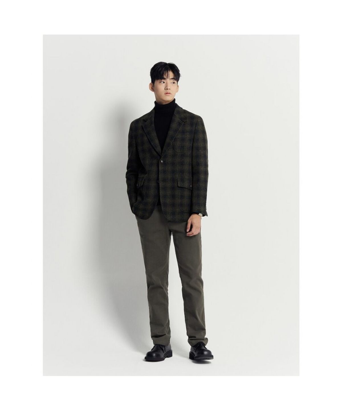빈폴 멘(BEANPOLE MEN) 해리스 트위드 옴브레 체크 재킷  그린