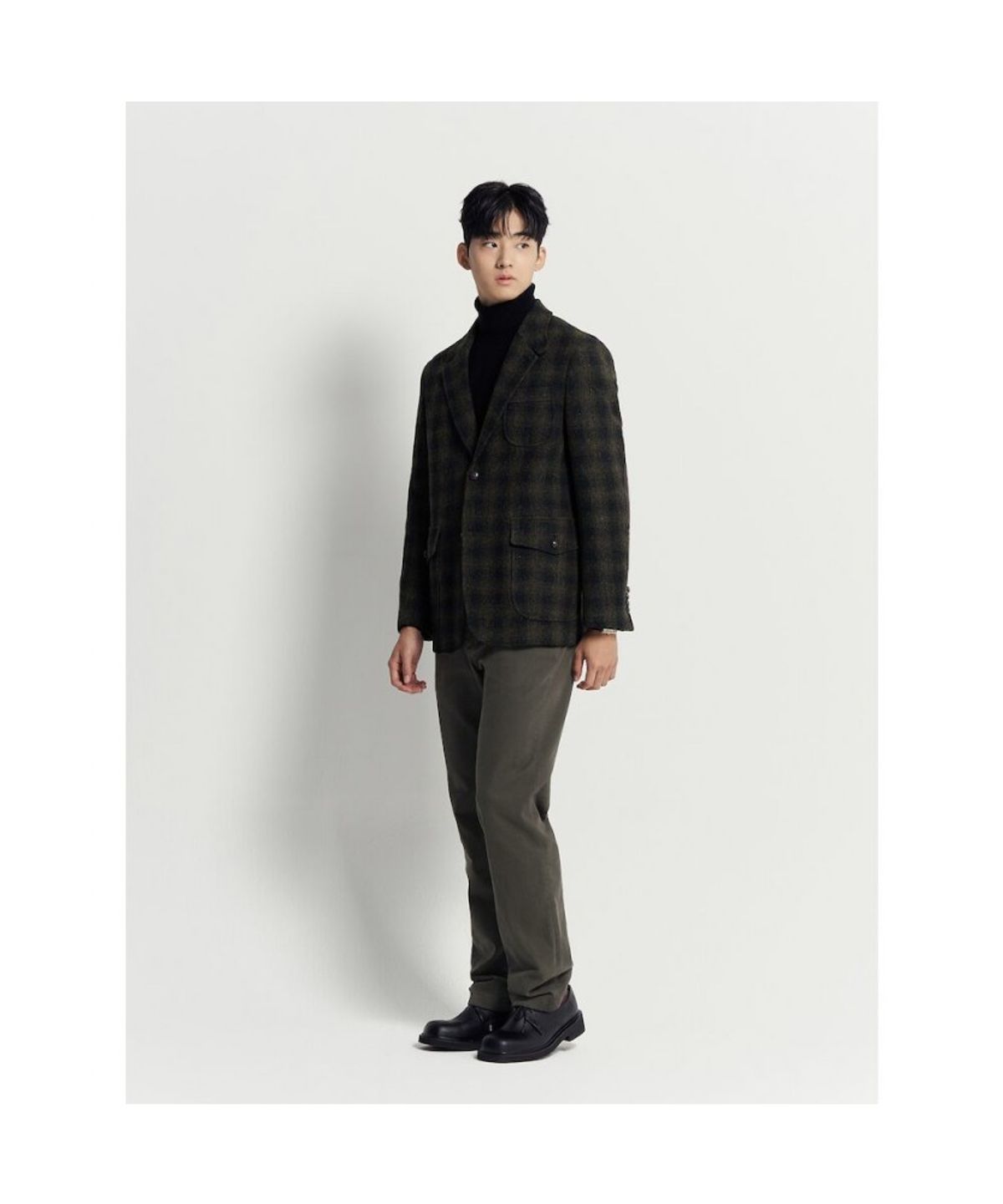 빈폴 멘(BEANPOLE MEN) 해리스 트위드 옴브레 체크 재킷  그린