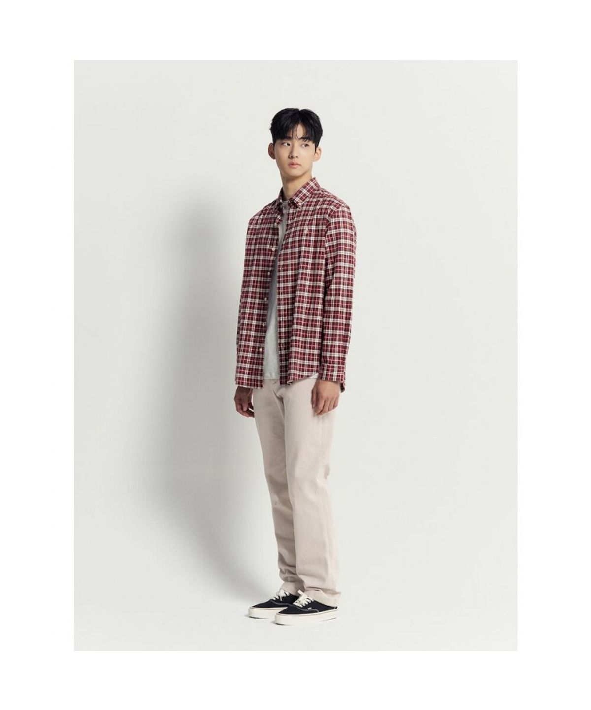 빈폴 멘(BEANPOLE MEN) 브러쉬드 트윌 스몰 체크 셔츠  레드