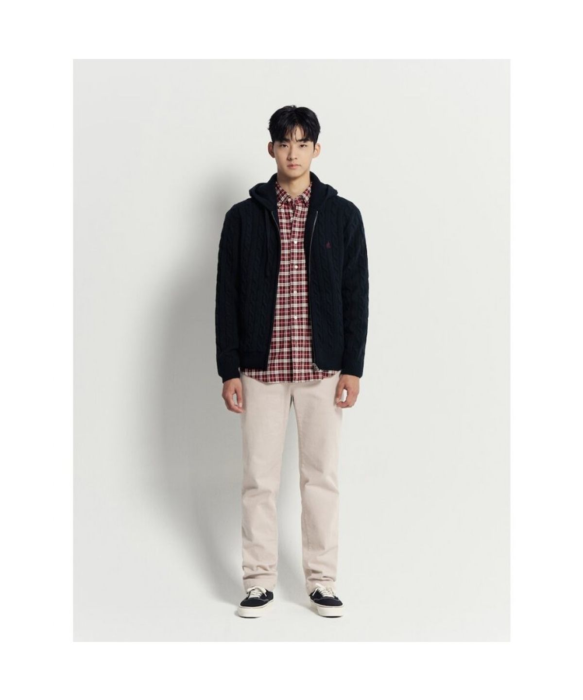 빈폴 멘(BEANPOLE MEN) 브러쉬드 트윌 스몰 체크 셔츠  레드