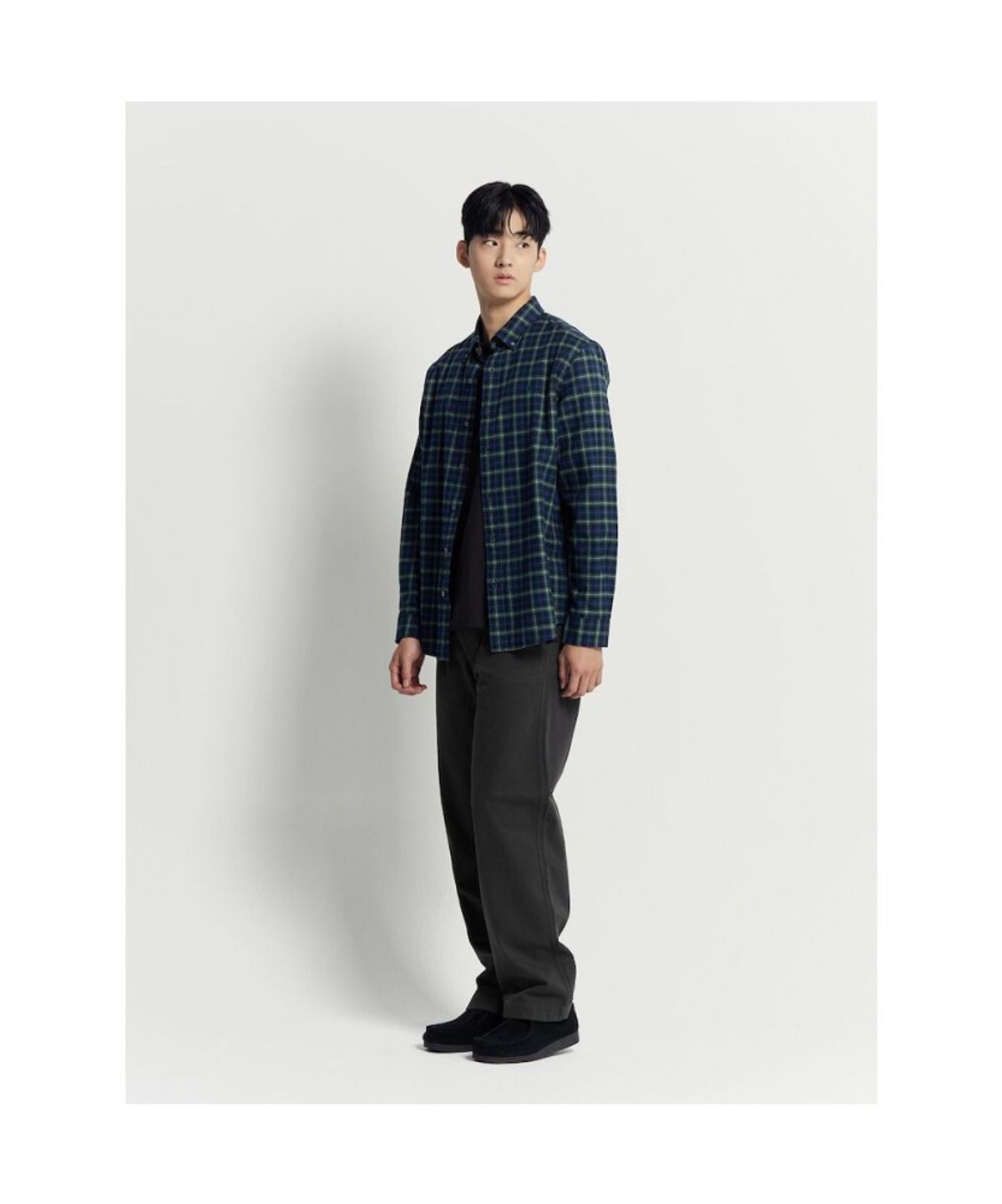 빈폴 멘(BEANPOLE MEN) 브러쉬드 트윌 스몰 체크 셔츠  그린